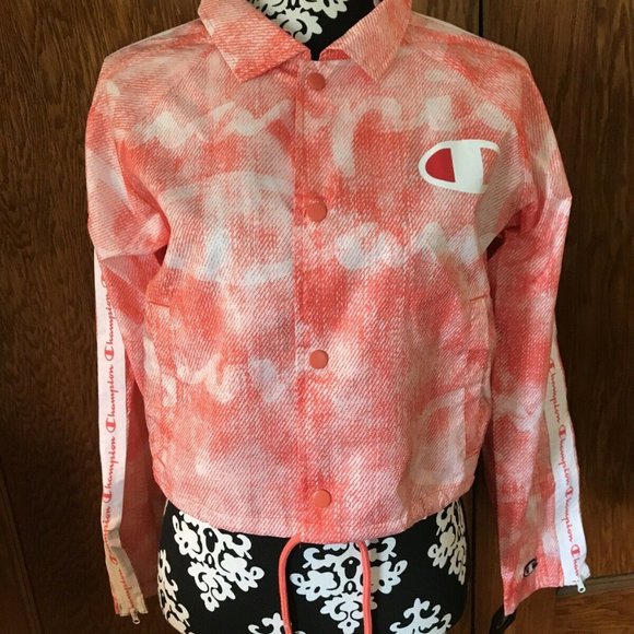 Champion Women's Zip Tape Coaches Jacket Orange - Picture 5 of 15